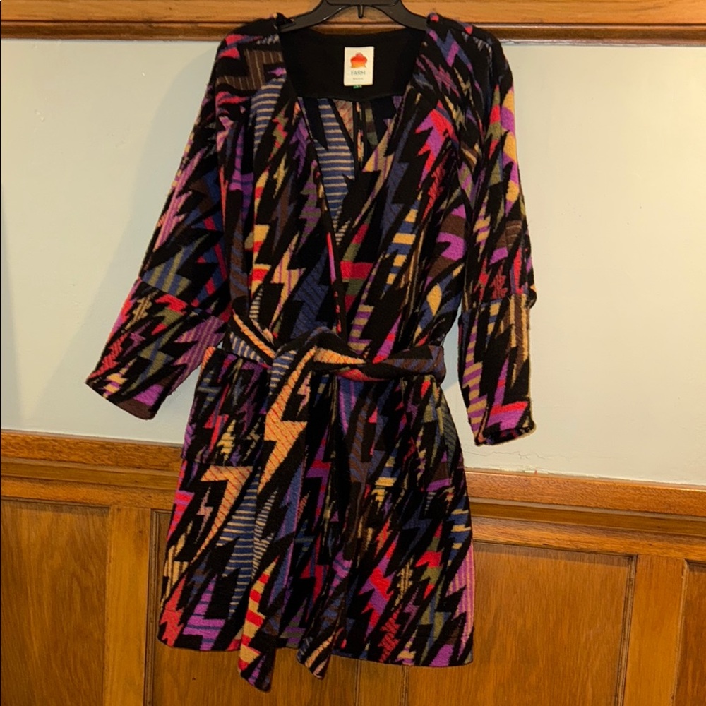 FARM Rio Black Multicolor Aztec Knit Cardigan